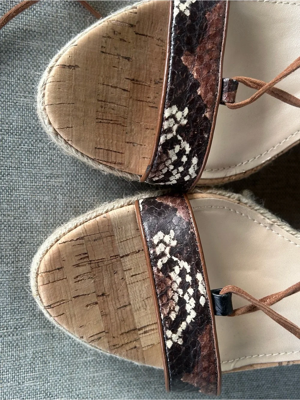 White House Black Market Tan Brown Espadrille Wedge Lace-Up Sandals